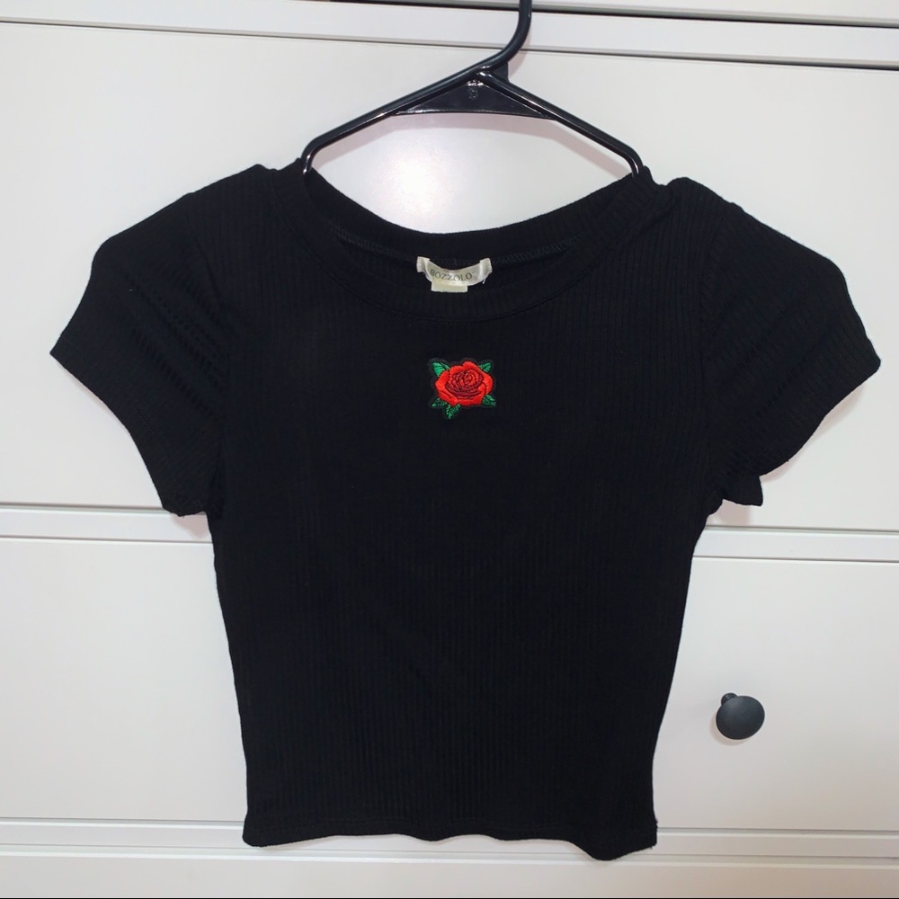 embroidered rose top